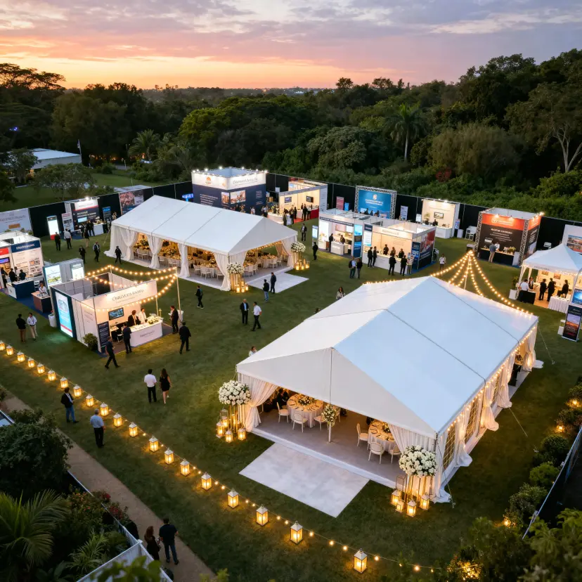 Exhibition BoothPavilion events hire pagola canopy marquee tents for events, led screens and mobile toilets for events exhibition booth